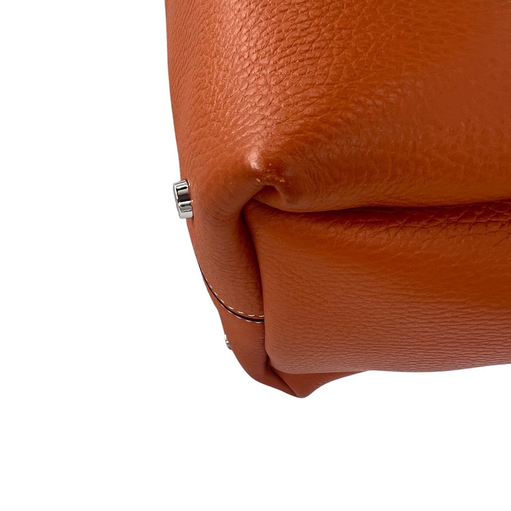 Tod's Medium Leather Tote Bag Orange Burgundy - Picture 14 of 16